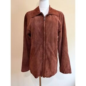 Unbranded Brown Suede Zip Up Harrington Jacket Women Medium Good